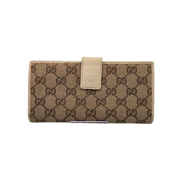 Gucci GG Canvas Monogram Beige Brown Long‎ Wallet Designer Women's - Picture 2 of 12